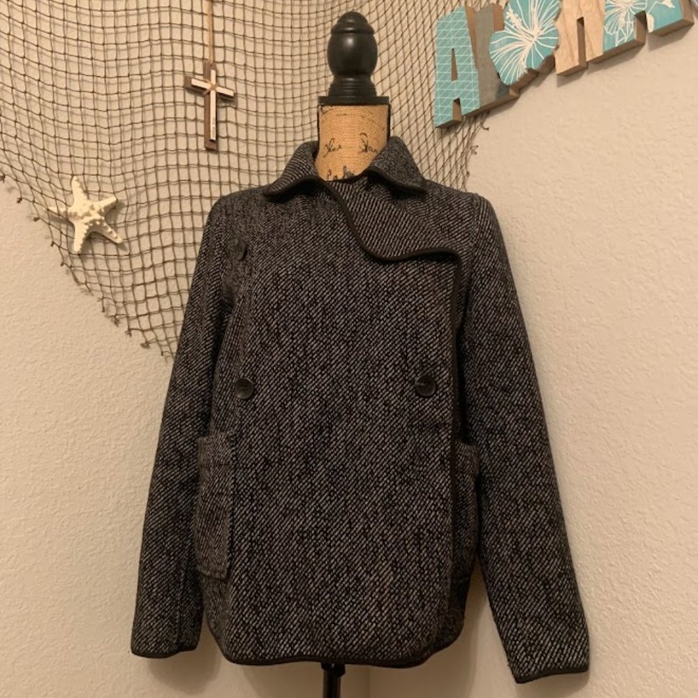 Lucky Brand Drape Wool Blend Herringbone Jacket Size Small - Picture 2 of 6